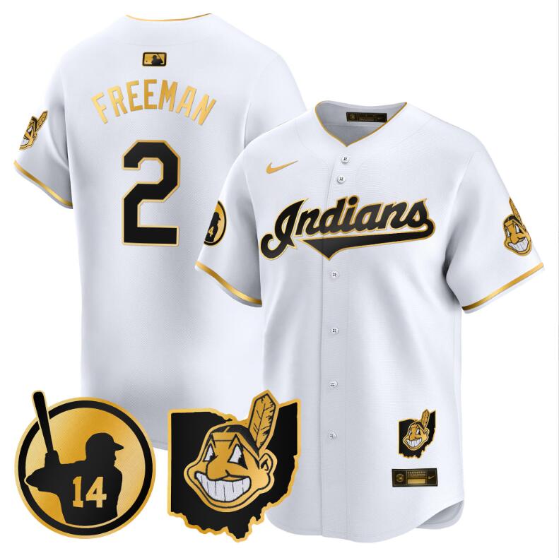 Men Cleveland Indians 2 Freeman white Vapor Limited 2024 Nike MLB Jersey